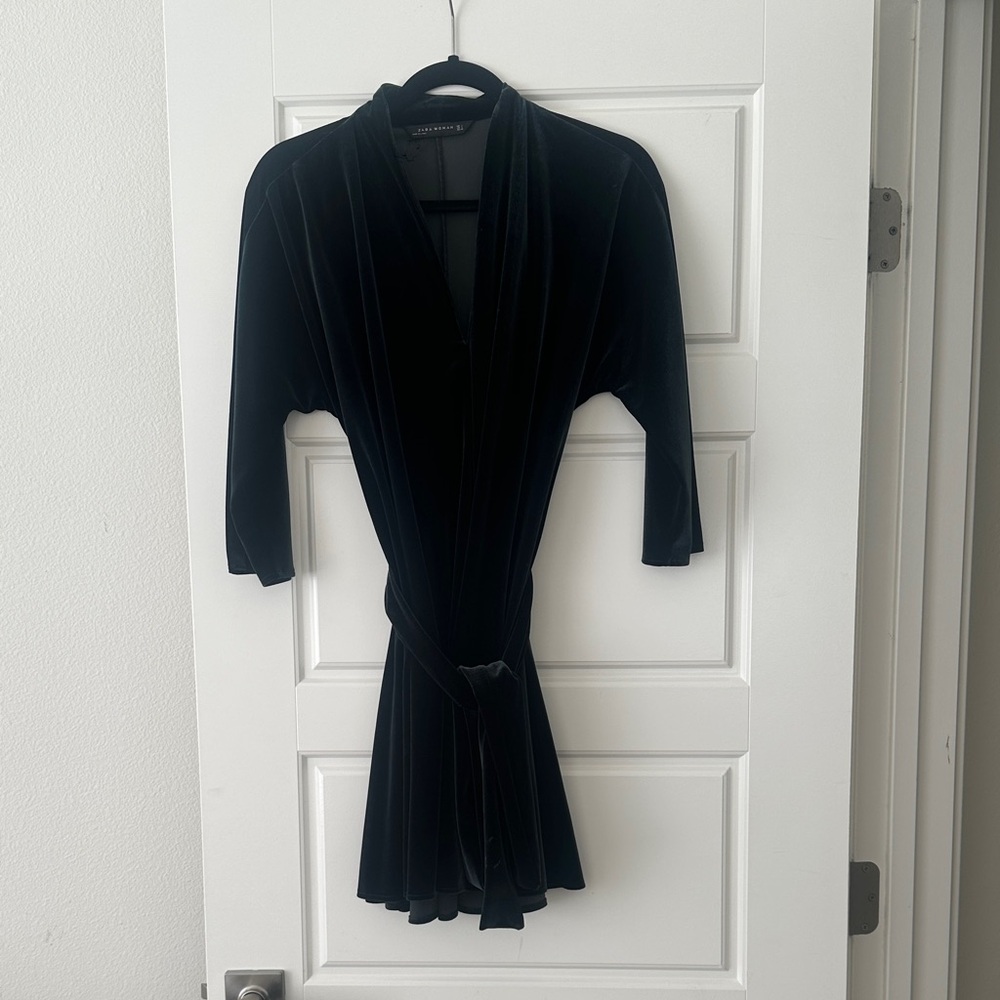 Zara dark green velvet Dress